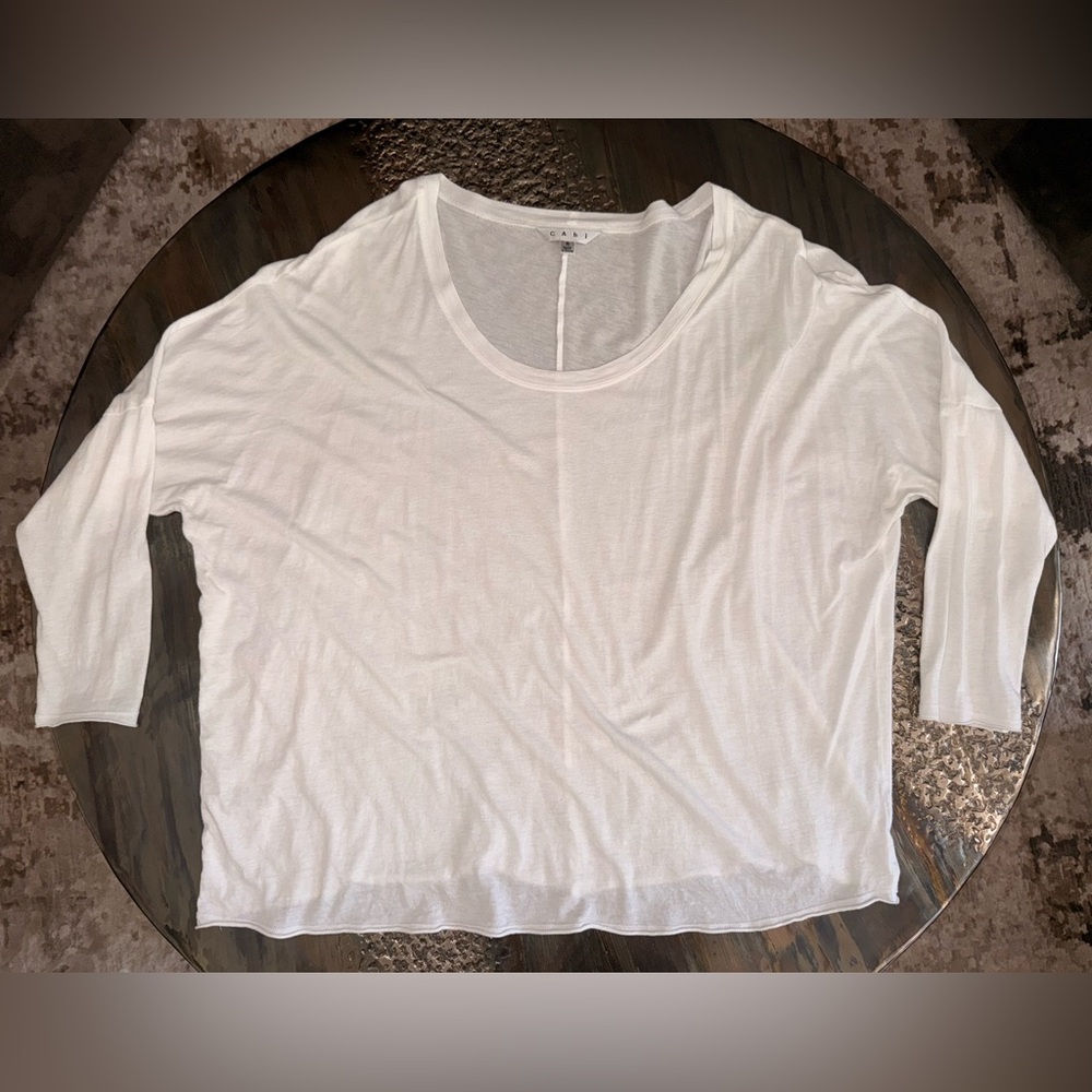 CAbi white tshirt 3/4 sleeves size small